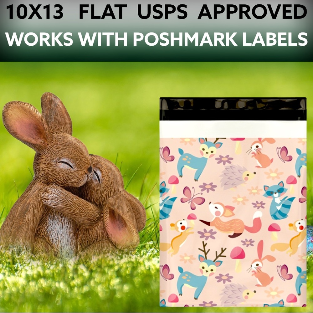 CLEARANCE 50 10X13 Woodland Critters BUNNIES, Poly Mailers Butterflies, Deer - Picture 5 of 9